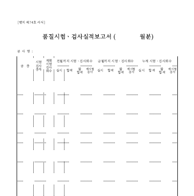 품질시험검사실적보고서 품질시험검사실적보고서